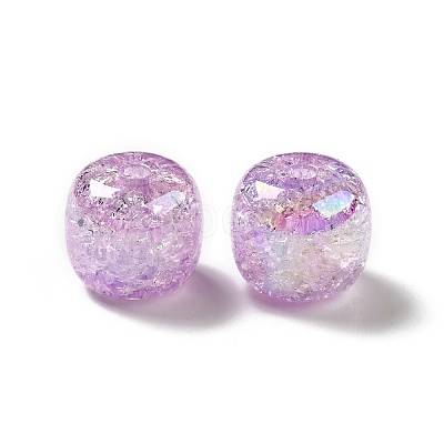 UV Plating Rainbow Iridescent Crackle Acrylic Beads PACR-M002-04E-1