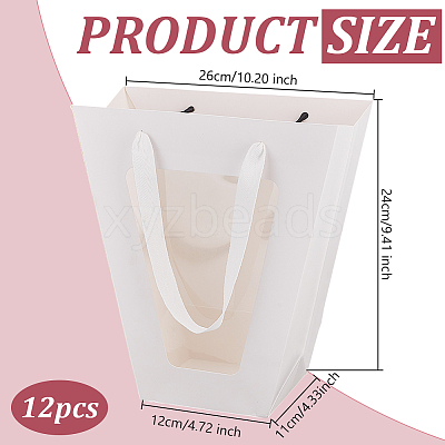 Trapezoid Paper Flower Gift Tote Bags with Plastic Visible Window ABAG-WH0045-25C-1