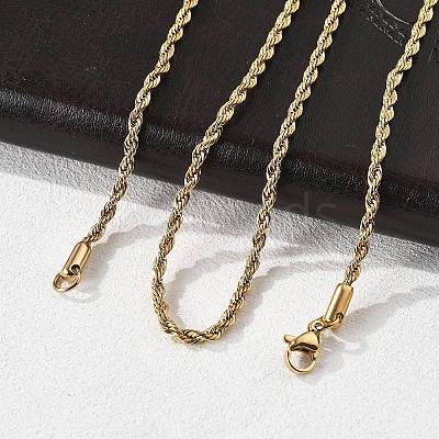 Ion Plating(IP) 304 Stainless Steel Rope Chain Necklaces STAS-M174-009G-1