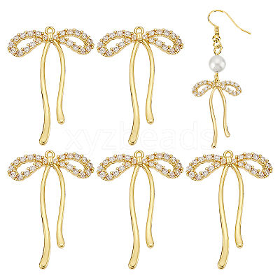 6Pcs Brass with Rhinestone Pendants KK-BC0014-26G-1