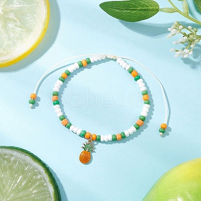 9Pcs Fruit Theme Alloy Enamel Charm Bracelets BJEW-MZ00206-05-1