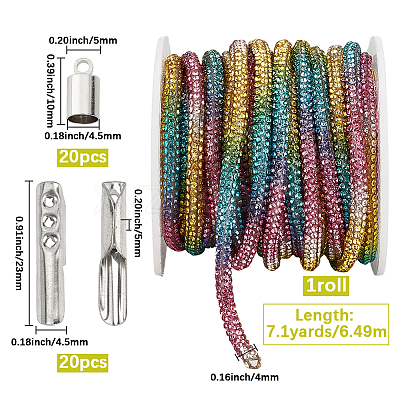 7.1 Yards Glass Rhinestone Synthetic Rubber Round Cord DIY-GF0013-74B-1