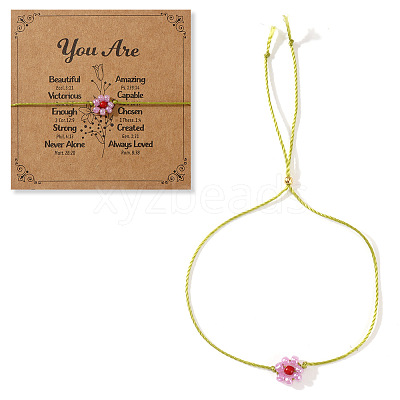 Daisy Charm Glass Seed Bead Slider Bracelets JL6020-9-1