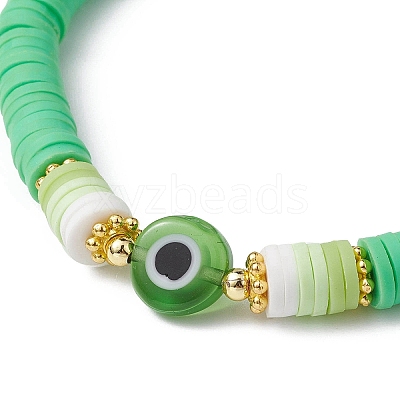 7Pcs 7 Color Polymer Clay Heishi Surfer Stretch Bracelets Set BJEW-JB09639-1