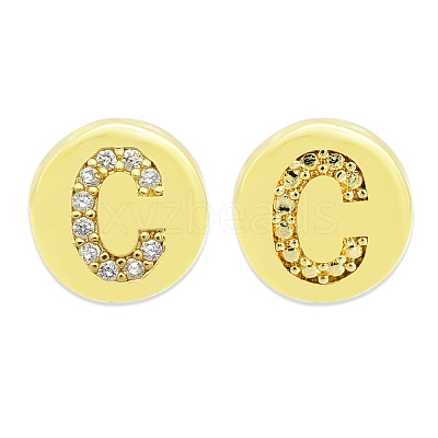 Brass Micro Pave Clear Cubic Zirconia Beads KK-T030-LA843-CX3-1