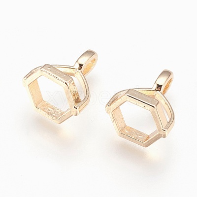 Brass Hexagon Bead Cap Bails KK-P150-19G-1
