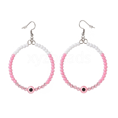 Resin Evil Eye & Acrylic Beaded Big Ring Dangle Earrings EJEW-JE04999-02-1