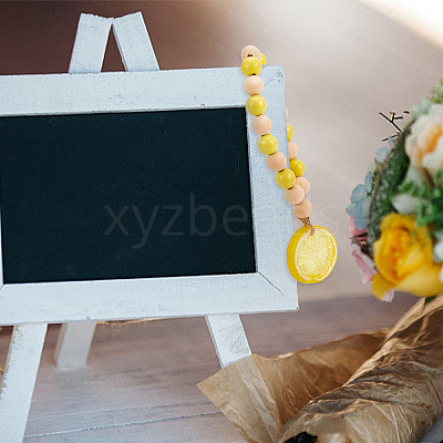 2Pcs 2 Style Lemon Wooden Beaded Garland with Rustic Jute Tassel HJEW-GF0001-26-1