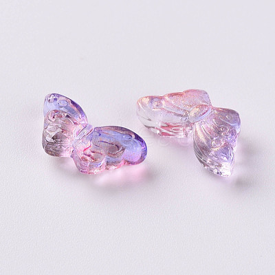 Two Tone Transparent Spray Painted Glass Beads GLAA-S190-018E-01-1
