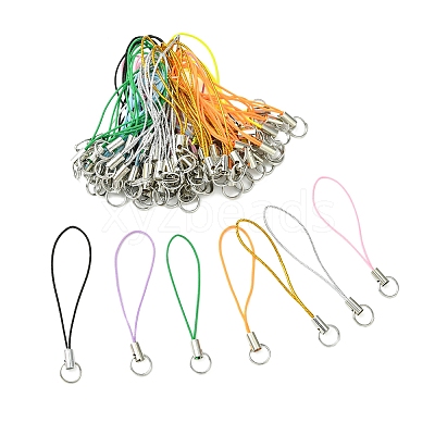 100Pcs Polyester Cord Mobile Straps MOBA-FS0001-02G-1