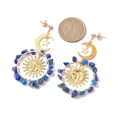 Vintage Gemstone Ear Studs EJEW-JE05807-1