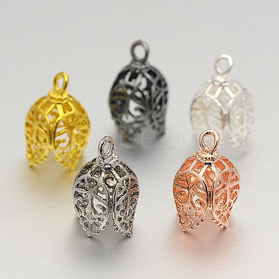 Brass Filigree Bead Cap Bails KK-H0005-02-1