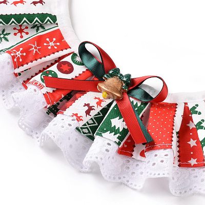 Cloth Pet's Christmas Lace Bandanas AJEW-D051-06A-1
