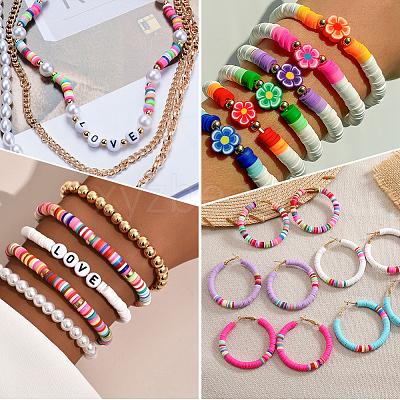 15Strands Handmade Polymer Clay Beads Strands CLAY-PA0001-07C-1