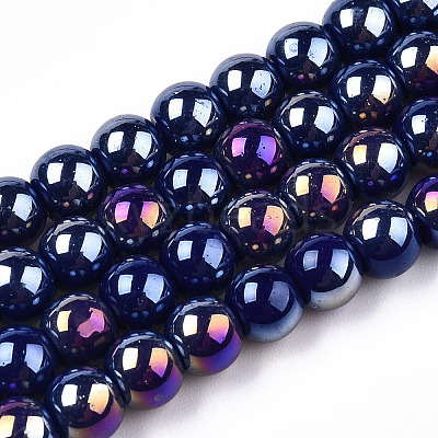 Electroplate Opaque Glass Beads Strands GLAA-T032-P6mm-AB03-1