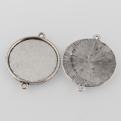 Tibetan Style Alloy Cabochon Connector Settings TIBE-M022-14AS-1