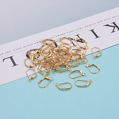 Brass Leverback Earring Findings X-KK-F824-007G-1
