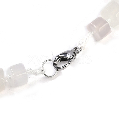 Natural White Agate Hexagon Prism Graduated Beaded Necklaces for Women Men NJEW-K388-03S-1
