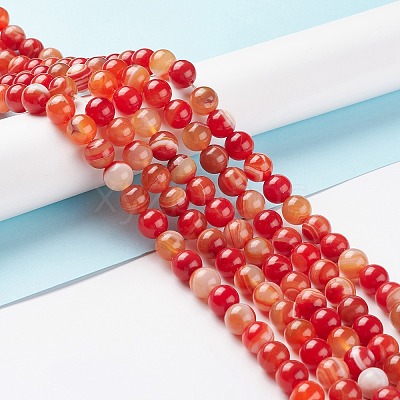 Natural Striped Agate/Banded Agate Bead Strands X-G-K155-A-10mm-05-1