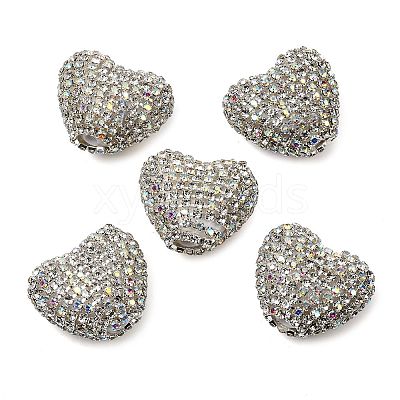 Sparkling Acrylic Heart Beads with Rhinestone Embellishment OACR-NH0001-02B-07-1
