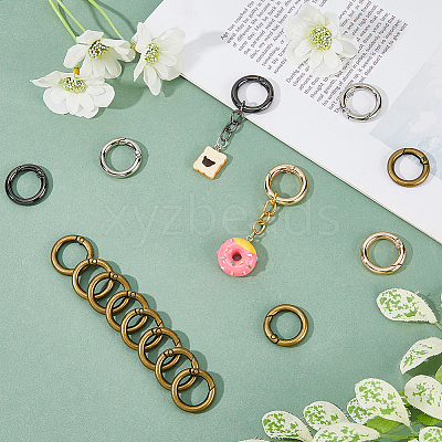 24Pcs 4 Colors Alloy Spring Gate Rings FIND-HS0001-26C-1