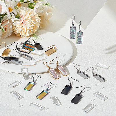 DIY Blank Rectangle 304 Stainless Steel Dangle Earrings Making Kit DIY-PH0022-95-1