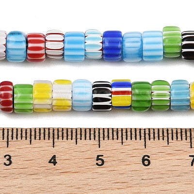 Handmade Millefiori Glass Column Beads Strands LA-CBA6DF7-01-1