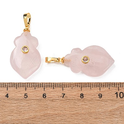 Natural Rose Quartz Pendants G-P628-05G-05-1