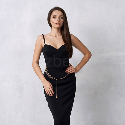 2Pcs 2 Colors Moon & Sun Alloy Link Chain Belts AJEW-GO0001-78A-1