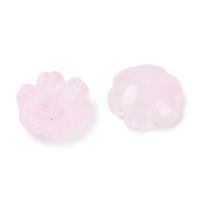 Transparent Spray Paint Glass Bead Caps GLAA-H035-04G-1