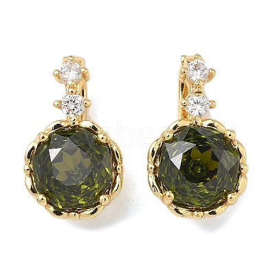 Brass Micro Pave Cubic Zirconia Fold Over Clasps KK-H526-14G-1