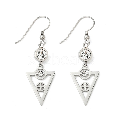 304 Stainless Steel Triangle Dangle Earrings Hand Polished EJEW-Z129-20P-1