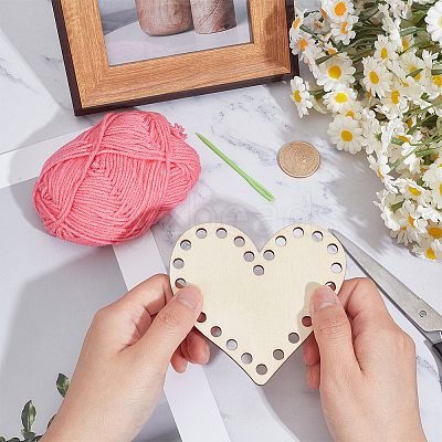 DIY Heart Wood Knitting Loom Kits DIY-CY0003-10A-1
