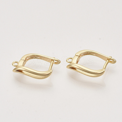 Brass Hoop Earring Findings with Latch Back Closure KK-T048-031G-NF-1