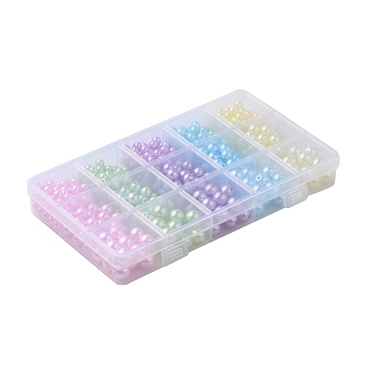 605Pcs 15 Style Spray Painted ABS Plastic Imitation Pearl Beads OACR-YW0001-34-1