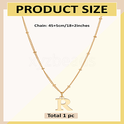 1Pc Brass Chain & 304 Stainless Steel Letter Pendant Necklaces NJEW-LP0001-35R-G-1