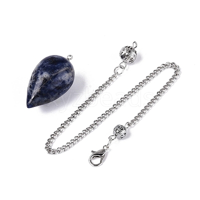 Natural Sodalite Dowsing Pendulum Pendants AJEW-N005-02G-1