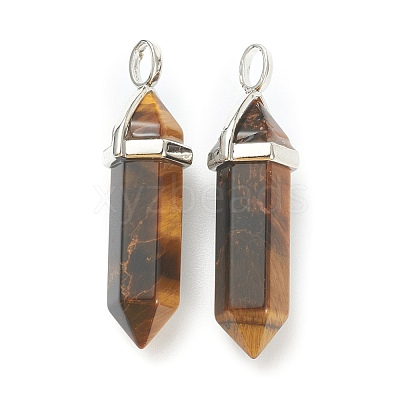Natural Tiger Eye Pointed Pendants G-M378-01P-A26-1