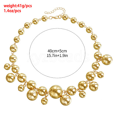 Alloy & Plastic Round Beads Link Chain Necklaces for Women WG2709A-01-1