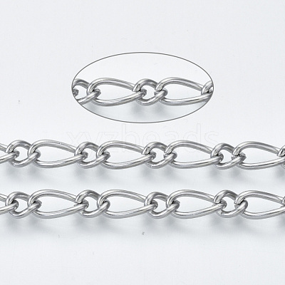 Non-Tarnish 3.28 Feet 304 Stainless Steel Curb Chains X-CHS-S001-07A-P-1