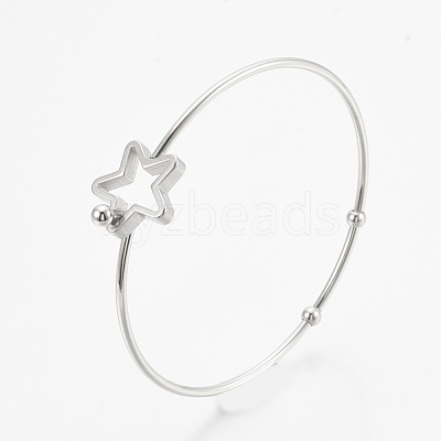 Tarnish Resistant 304 Stainless Steel Bangles STAS-N084-01-1