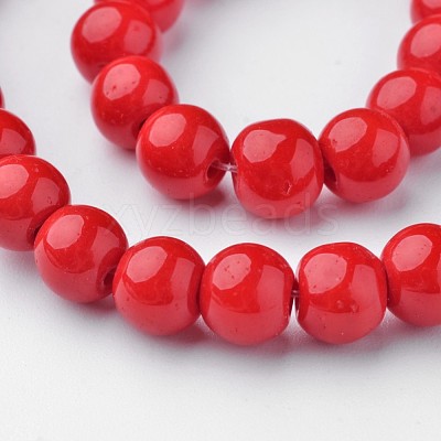 Opaque Solid Color Glass Beads Strands GLAA-D080-6mm-20-1