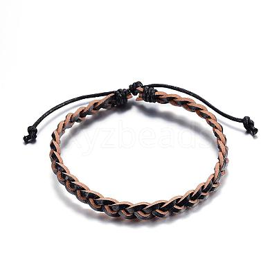 Adjustable Braided Leather Cord Bracelets BJEW-P099-21-1