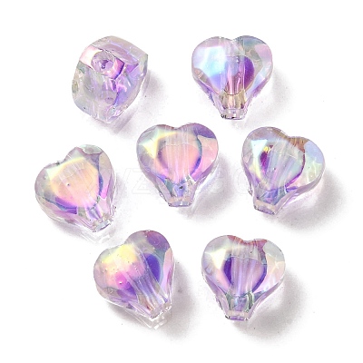 UV Plating Rainbow Iridescent Acrylic Beads OACR-F004-05F-1