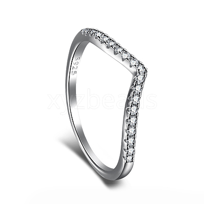 Sterling Silver Letters Single Micro Pave Diamond Bracelet (Silver Diamond V Initial Bracelet 7+1)