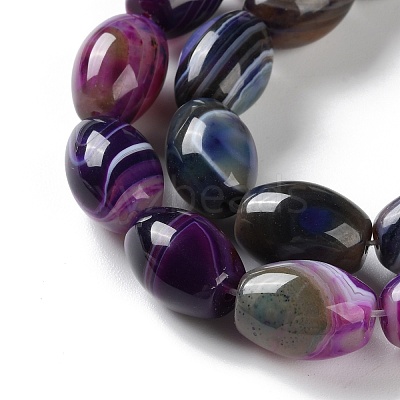 Natural Banded Agate (Dyed & Heated) Beads Strands G-M446-D01-01F-1