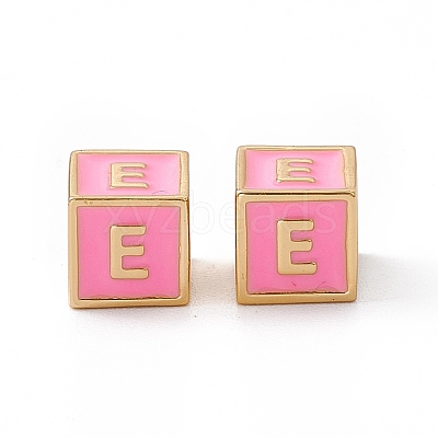 Rack Plating Brass Enamel Beads KK-B060-04G-05E-1