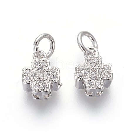 Brass Micro Pave Cubic Zirconia Charms ZIRC-J021-11P-RS-1