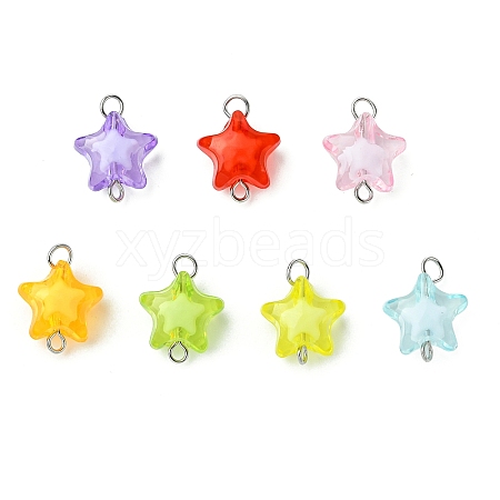 7Pcs 7 Colors Star Transparent Acrylic Connector Charms PALLOY-JF03378-1