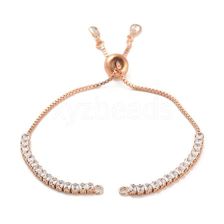 Brass Pave Clear Cubic Zirconia Square Slider Bracelet Making BJEW-U005-02G-1